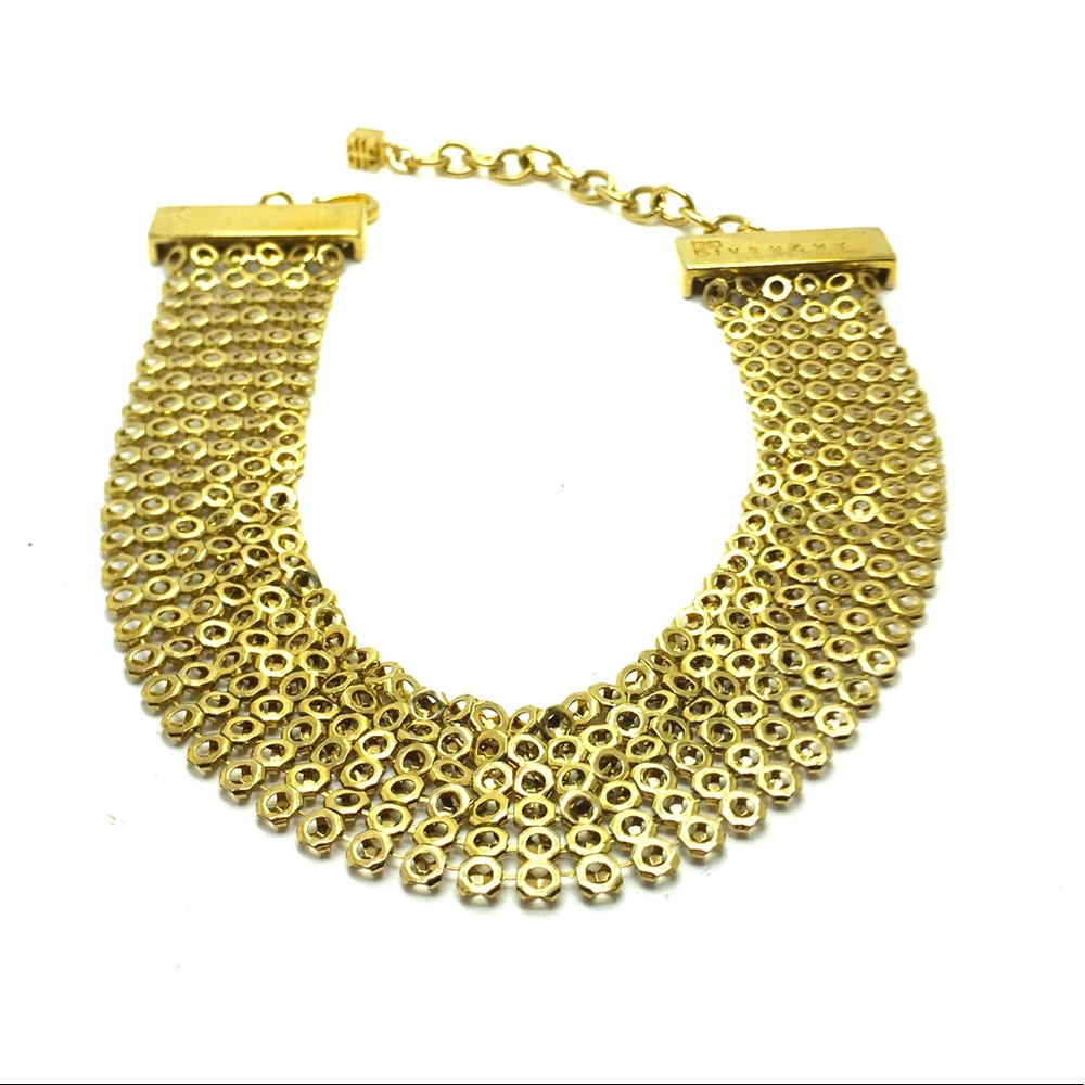 Vintage Givenchy gold mesh choker neckalce. Givenchy necklace. Givenchy jewelry